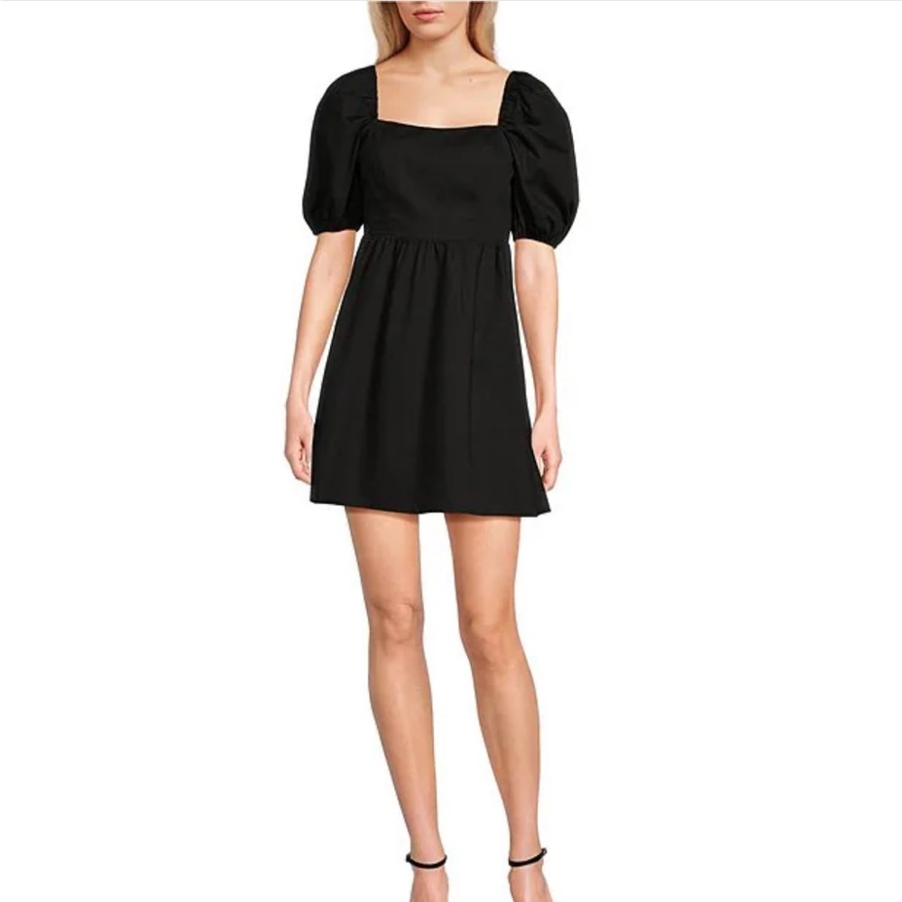 Juniors Chic Black Puff Sleeve Mini Dress